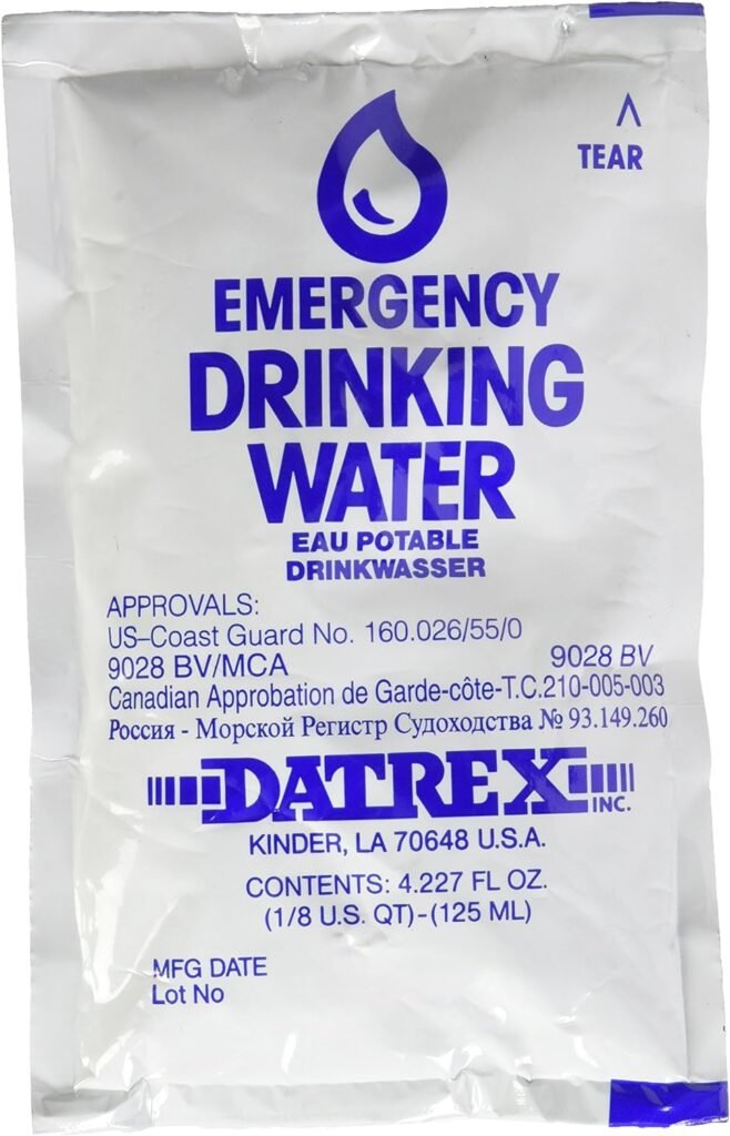 Emergency Water Pouch for Disaster or Survival, 125 ml Each
