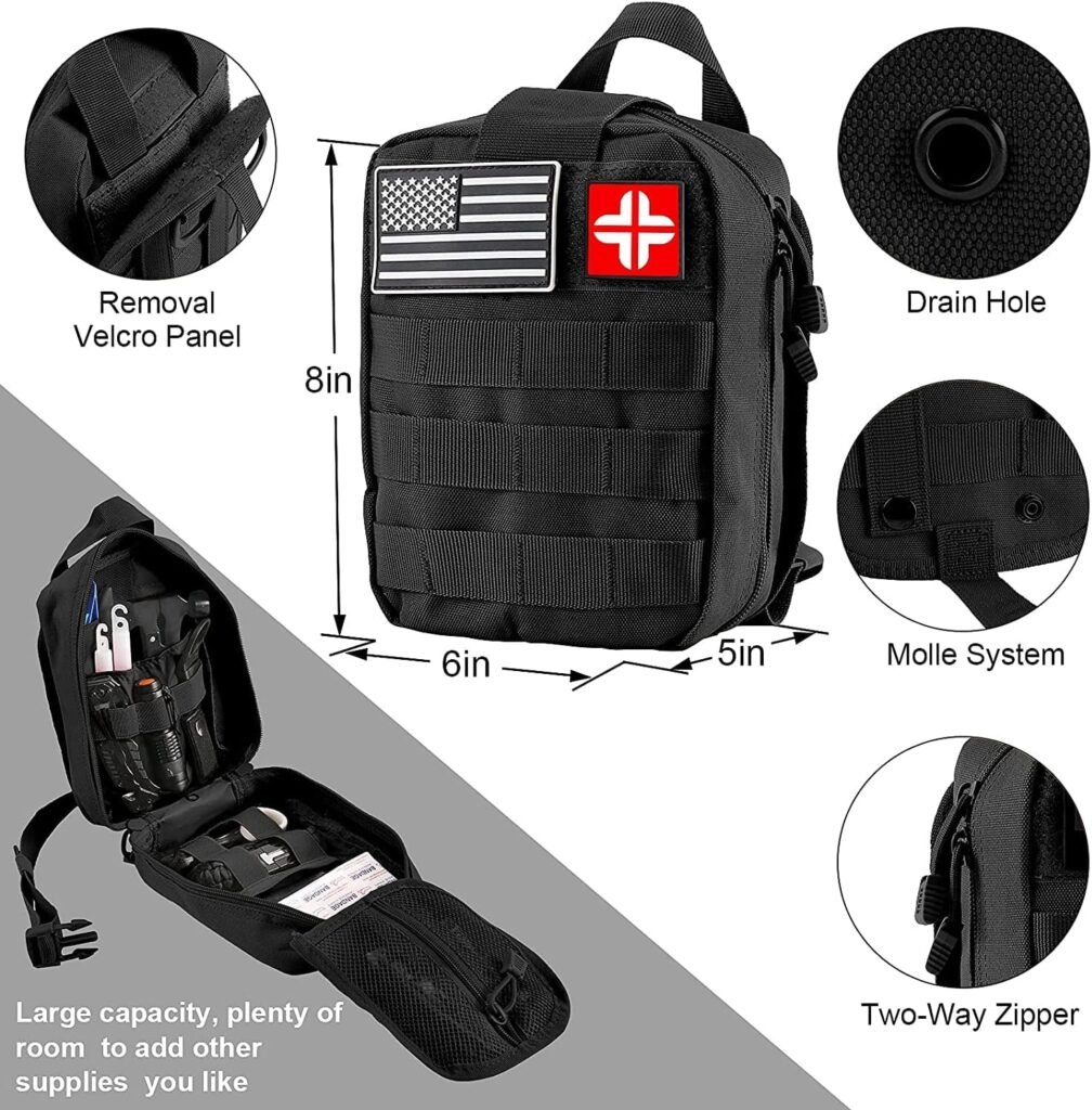 Gift for Fathers Day Men Dad Husband,142 Pcs Survival Kit and First Aid Kit, Professional Emergency Kits Survival Gear and Equipment with Molle Pouch, for Men Women Camping Outdoor Adventures