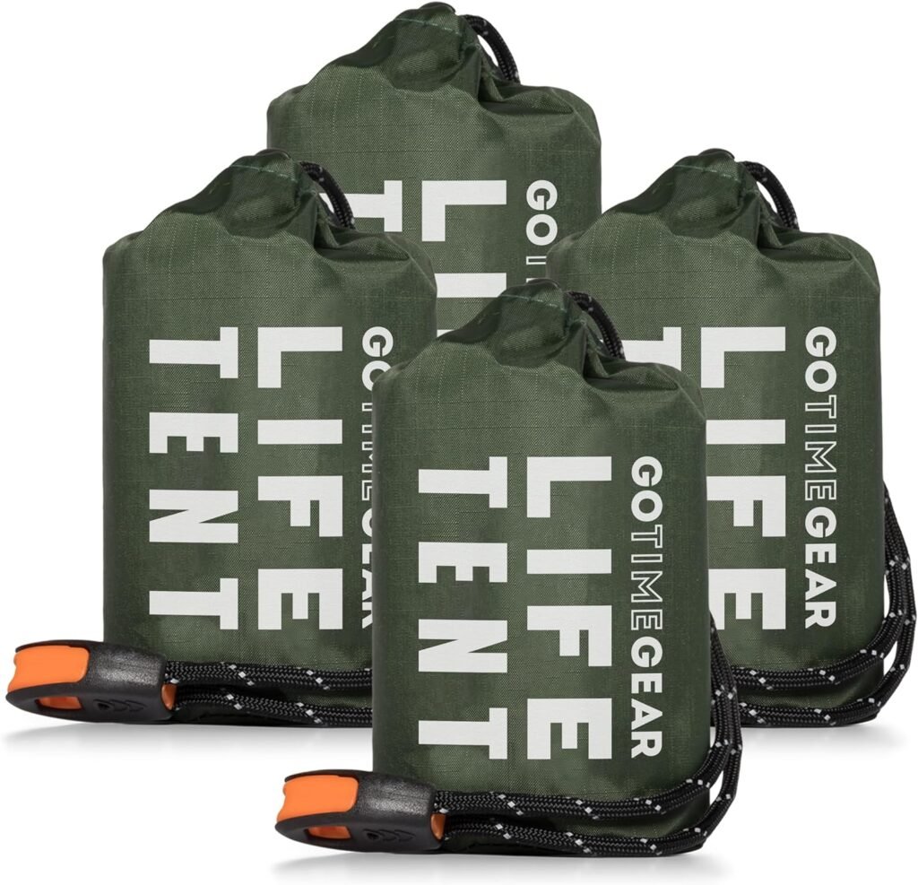 Go Time Gear Life Tent Emergency Survival Shelter – 2 Person Emergency Tent – Use As Survival Tent, Emergency Shelter, Tube Tent, Survival Tarp - Includes Survival Whistle  Paracord