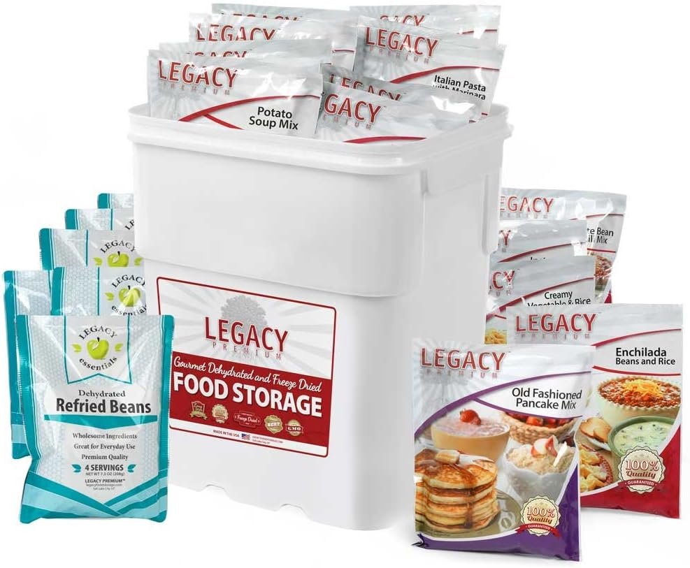 Legacy Emergency Food Ultimate Sample Pack - Survival Supply - 183 Large Servings: 34 Lbs - Breakfast, Lunch, Dinner, Sides  Drinks - Freeze Dried Storage Readiness Meals