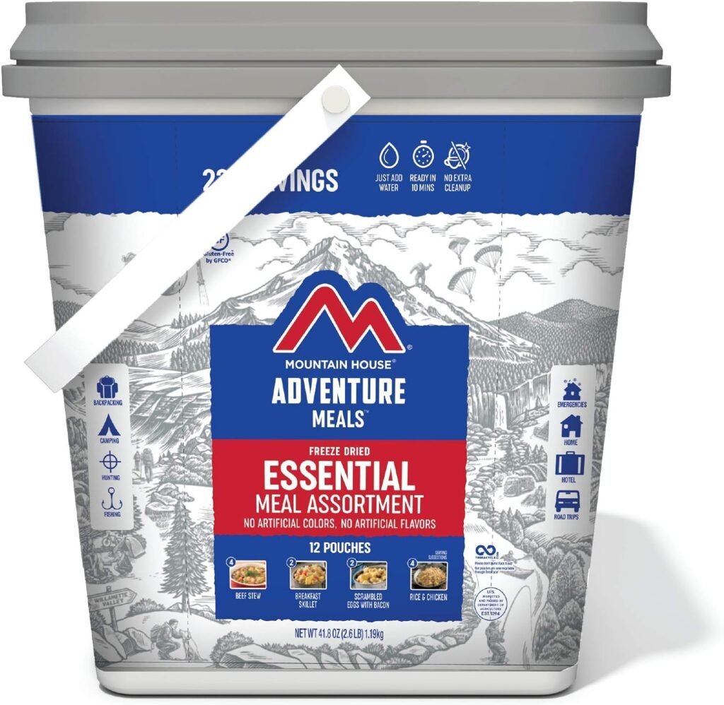 Mountain House Essential Bucket | Freeze Dried Backpacking  Camping Food | 22 Servings | Gluten-Free