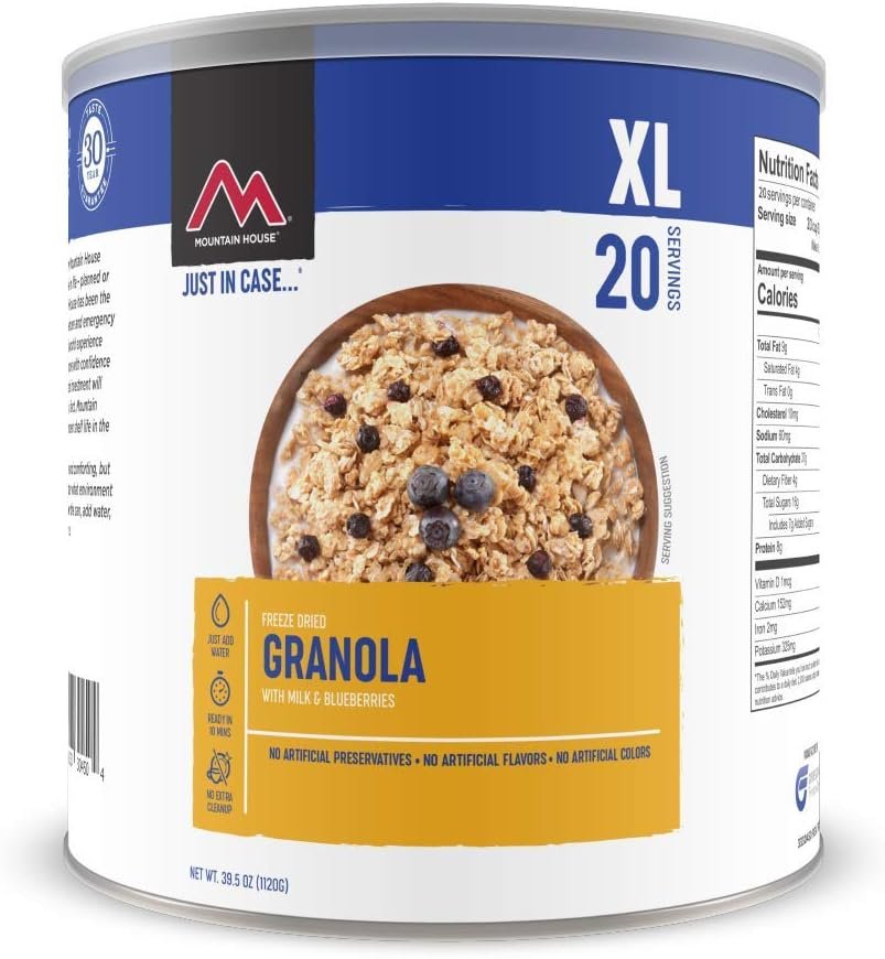 Mountain House Granola with Milk  Blueberries XL | Freeze Dried Survival  Emergency Food | #10 Can