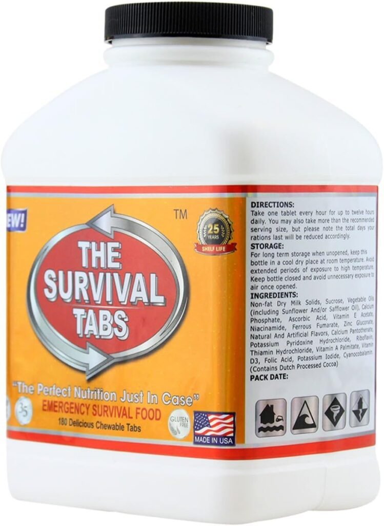 Survival Tabs 15 Day 180 Tabs Emergency Food Survival Food Meal Replacement MREs Gluten Free and Non-GMO 25 Years Shelf Life Long Term Food Storage - Vanilla Flavor