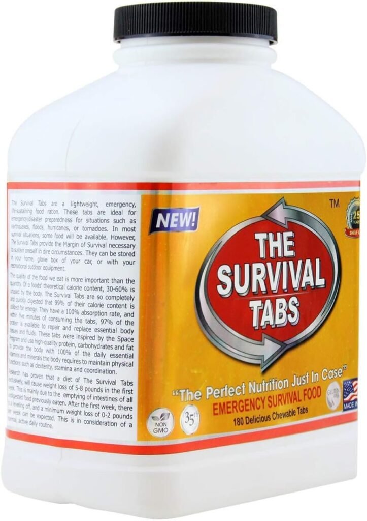 Survival Tabs 15 Day 180 Tabs Emergency Food Survival Food Meal Replacement MREs Gluten Free and Non-GMO 25 Years Shelf Life Long Term Food Storage - Vanilla Flavor