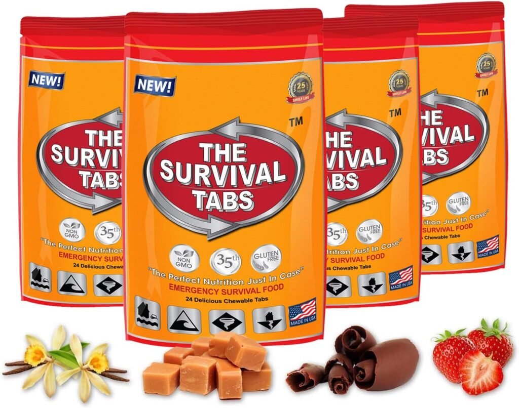 THE SURVIVAL TABS 8-Day Food Supply 96 Tabs Emergency Food Replacement Disaster Preparedness for Earthquake Flood Tsunami Gluten Free  Non-GMO 25 Years Shelf Life Long Term Food Storage-Mixed Flavor