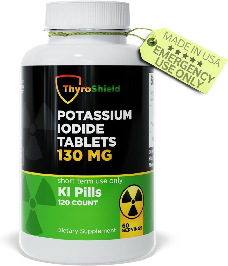 ThyroShield Potassium Iodide Tablets - 130mg Iodine Tablets for Radiation Exposure | USA Made Nuclear Fallout Pills KI Pills YODO Naciente 120 Tablets, 1 Pack)