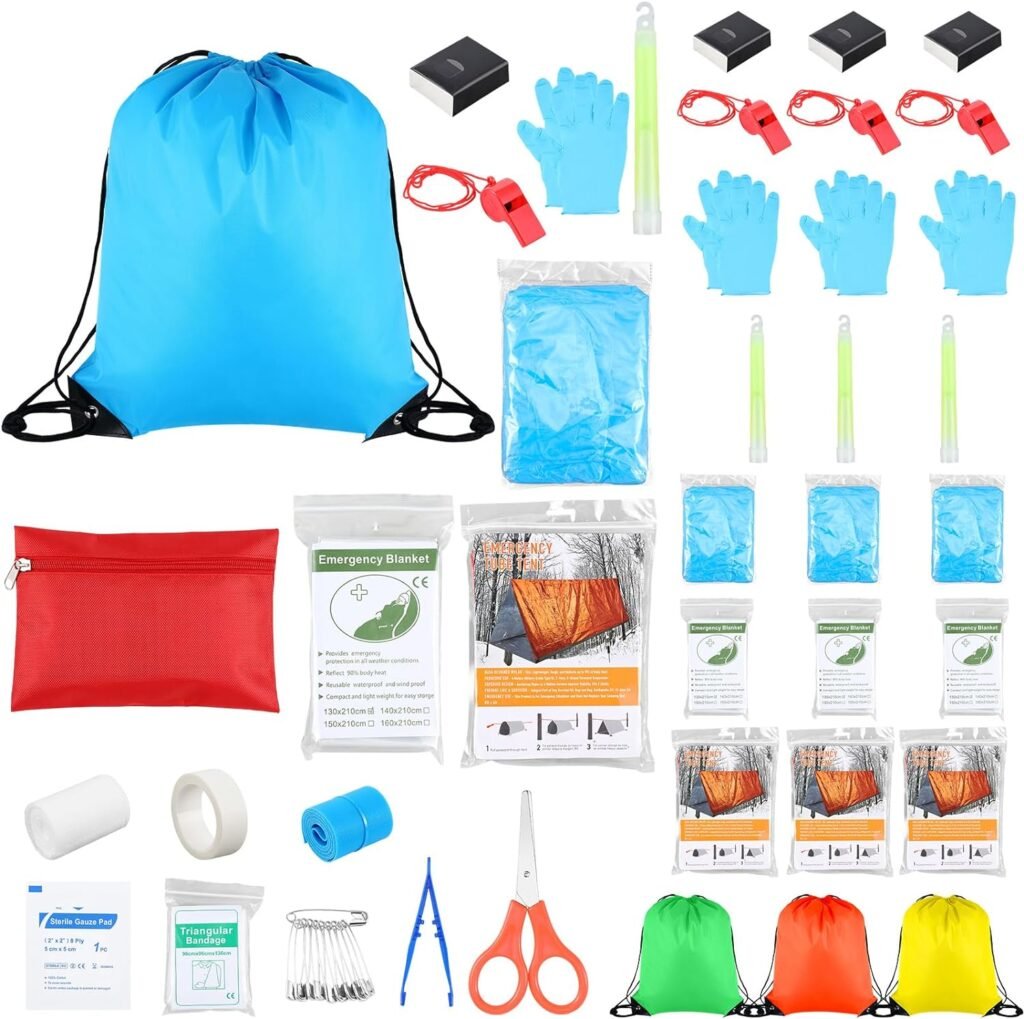 Twistover Person Emergency Survival Kit, 72H Complete Earthquake Bag for Family, Hurricanes First Aid Gear Tools Trauma Kit for Wildfires Floods Camping, Portable Disaster Preparedness Go Bag